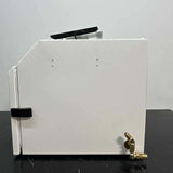 Detail view of the brass liquid nitrogen intake port on the CBS 2101-MPI freezer.