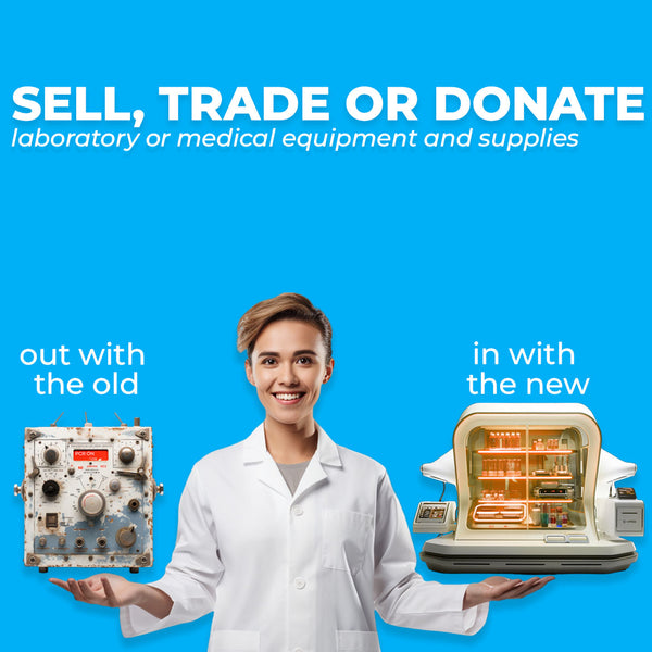 Information page on the benefits of partnering with our white-glove service to sell, trade, or donate unused lab equipment. Features include rapid response, worldwide shipping, and real-time appraisal